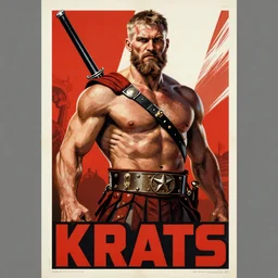 a political poster of kratos russian communist propaganda from 1 9 4 0, high detailed, art by greg rutkowski
