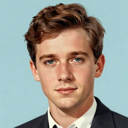 Elijah Wood portrait, color vintage magazine illustration 1950