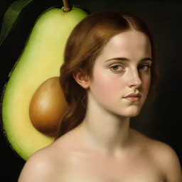 emma watson as an android or avocado, by sandro botticelli