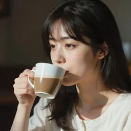 woman drinking coffee, by kenichi yoshida