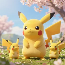 real life pokemons, cute!!!, content!!!, mischievous!!!, adorable!!!, fluffy!!!, ultra realistic!!!, spring, golden hour, sharp focus