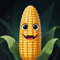 A portrait of a corn monster, eerie, digital art, illustration