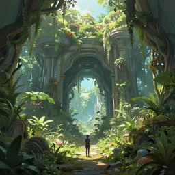 portal to a futuristic vegetative world, extremely detailed, sharp focus, wide view, full body shot, smooth, digital illustration, by, rutkowski, by rossdraws, frank franzzeta, sakimichan, mcbess