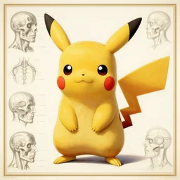 1 6 th century anatomy poster of pikachu, detailed, intricate, elegant, realistic,