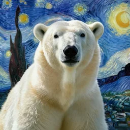 portrait of a polar bear, mashup between mc escher and vincent van gogh
