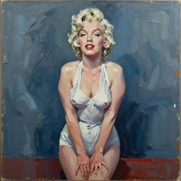 fully body portrait of Marilyn Monroe by Willem de Kooning in thick impasto paint