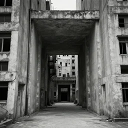 a gateway through time, brutalist, 4 k, photograph