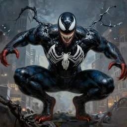 spiderman fighting venom, classical painting, 4 k, highly intricate, award winning