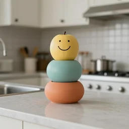 three objects stacked on a kitchen countertop