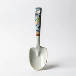 ceramic shovel, studio product photography, isolated on a pure white background, centered, entire object in frame, sharp focus, soft studio lighting
