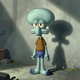Squidward in the style of M. C. Escher