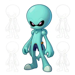 official character sheets for a new vampire squid character, artwork in the style of splatoon from nintendo, lineart by tim schafer from double fine studios, black light rave, neon, spray paint, punk, tall thin frame, adult character, fully clothed, colorful