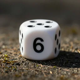 the number six of a dice being displayed