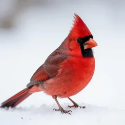 A Lovely Photograph Of A Red Cardinal In The Snow, Photorealistic, exquisite detail