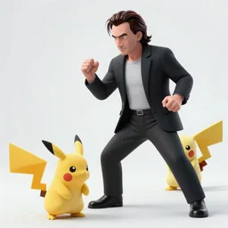 hungarian nicholas cage in a pokemon battle, 4 k, photographic
