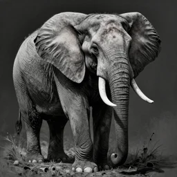 an extremely detailed masterpiece grunge drawing of an elephant, in the style of richard avedon, after life, loony toons style, horror themed, detailed, elegant, intricate, trending on artstation, 4 k