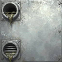 scifi, giger, flat panels, diffuse texture, sewer slime, muck, ventilation duct, dull flaking paint, bright metal wall seamless game texture, by dean cornwell, nc wyeth, painterly, 4 k, textures. com, high resolution