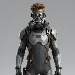 teenager wearing futuristic boiler suit and gas mask, science fiction concept art, 8K render octane high definition cgsociety