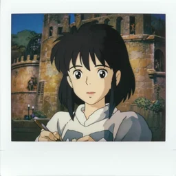 overview film still polaroid portrait of a 1 9 8 0's ( disney style ) achiologist girl working at an ancient city, finely detailed features, closeup at the faces, perfect art, gapmoe yandere, trending on pixiv fanbox, painted by makoto shinkai takashi takeuchi studio ghibli, akihiko yoshida, craig mullins