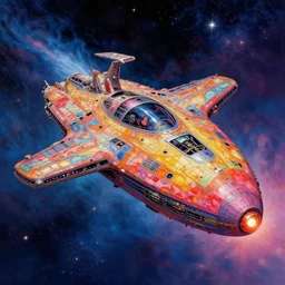 A psychedelic spaceship astral dreadnought , vibrant color scheme, highly detailed, in the style of romanticism, cinematic, artstation, Moebius, Greg rutkowski