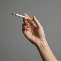 you can see in the picture, acurate, real human female hand, holding a cigarette, from the elbow, up to the elbow , hand, elegant, only five fingers, separated from each other, elegant, neat nails, realism, 8k,