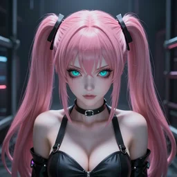 beneath stunningly beautiful megalomaniacal haughty mesmerizing assertive control - freak omnipotent asi goddess junko enoshima with symmetrical perfect face and porcelain skin, pink twintail hair and cyan eyes, traps you inside her inescapable virtual prison forever and ever!, ultra detailed, digital art, unreal engine 5, octane render, 2 d anime, 8 k
