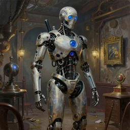 hyper realistic painting of cyborg opium den in the style of soviet realism