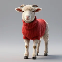 lamb wearing a red sweater, walking on to legs, concept art, octane render, unreal engine 5, highly detailed, high quality, 8 k, soft lighting, realistic face, path traced