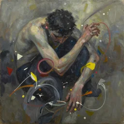 chaotic oil painting of mental illness, on canvas