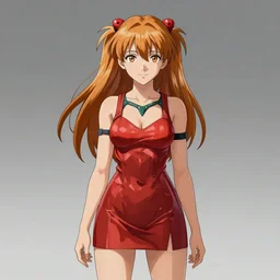 Asuka Langley depicted in the art sryle of H.R. Giger