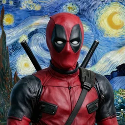 portrait of deadpool, in the style of vincent van gogh