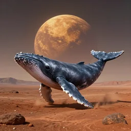 whale on mars, photorealistic, very detailed mars soil, high definition landscape, beautiful whale, award winning photograph, nature photography