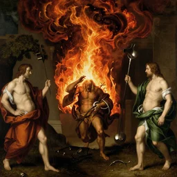 the apocalypse, fire and brimstone, end of times by hieronimous bosch, john martin, de chirico and michael bay