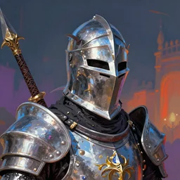 colourful close up portrait of the Knight, in style of Dark Souls 3 and Elden Ring, by Wlop, fantasy matte painting, golden ratio, trending on cgsociety, cinematic, trending on artstation, highly detailed, vivid and vibrant