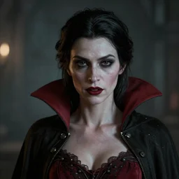 portrait of a lady vampire, 35mm, depth of field, DOF, ominous, detailed, photorealistic, octane render, cinematic, high definition, 4k, artstation, steve mccurry, Greg Rutkowski, irwin penn