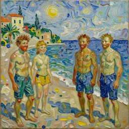 rich and indulgent oil paint impasto reliefs, happy italian beach scene, an artwork by charles w. bartlett and jackson pollack and colin campbell cooper and to a lesser extent - van gogh