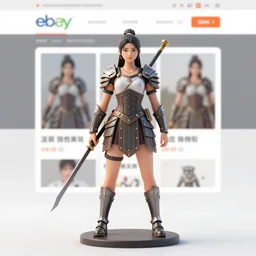 Images on the store website, eBay, Full body, Miniature of a female warrior with sword