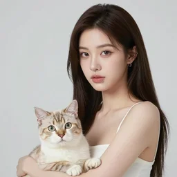 fair skinned glowing woman with piercings and cat on lap