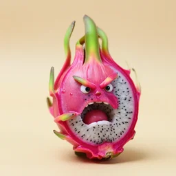 5 mm photograph of an angry dragonfruit