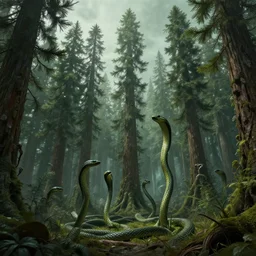 epic professional digital art of cinematic serpentine conifers scene, diffuse light, painted, mysterious, eerie, mythic, detailed, botanical, leesha hannigan, wayne haag, reyna rochin, ignacio fernandez rios, mark ryden, van herpen, artstation, cgsociety, epic, stunning, gorgeous, wow detail