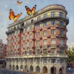 wall, building wall, side of building, new york city, butterflies, greg rutkowski, john singer sargent, trending on artstation, oil painting, intricate