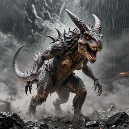 lowbrow lilith the mother of all monsters angry, raining ash, fine art masterpiece, highly detailed dino valls wayne barlowe machiej kuciara, dramatic lighting, long shot, wide angle, uhd 8 k, sharp focus
