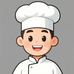 portrait of a cook or chef smiling at the camera, cartoon, digital art, symmetrical face