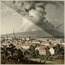 a cityscape by albrecht durer and william blake, muted colors,