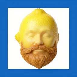 a lemon with a beard, yearbook photo