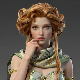 thinking girl in summer scarf hair for genesis 8 female, art nouveau, fantasy, elegant, highly detailed, sharp focus, art by artgerm and wlop
