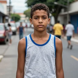 mid - shot portrait of an 2 8 - year - old man from brazil, candid street portrait in the style of martin schoeller