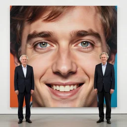 award winning photo of todd solondz mixed with mike patton, vivid colors, happy, symmetrical face, beautiful eyes, studio lighting, wide shot art by roger ballen & francis bacon