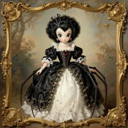 baroque rococo painting Royal Fancy black widow Spider  Greg Hildebrandt Lisa Frank high detail cute whimsical