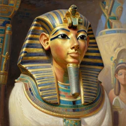 detailed painting of an american lumberjack in the tomb of toutankhamon of egypt, deep focus, good lighting, rules of composition, intricate, greg rutkowski, magali villeneuve and monet